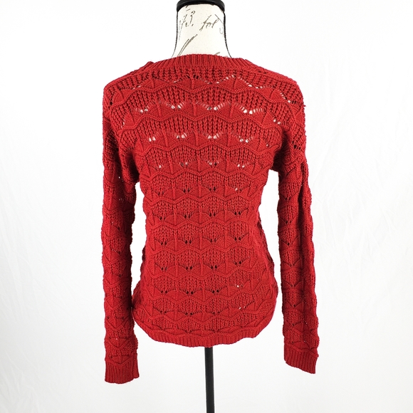 Forever 21 Red Crew Neck Open Weave Sweater - Picture 8 of 10